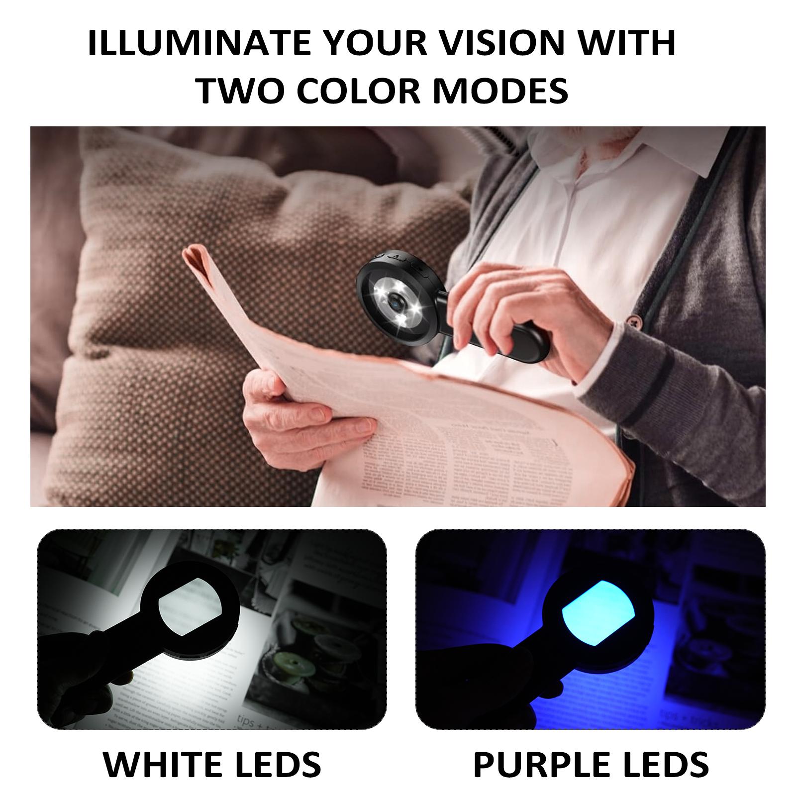 Digitale loep met 2,0 inch IPS-scherm 100x vergrootglas met licht loep voor lezen Wit en paars