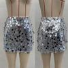 Minifalda Plateada con Lentejuelas de Cintura Alta para Mujer, Falda Corta Brillante para Fiesta y Club