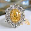 Luxury Synthetic Asscher Cut Yellow Diamond Ring for Women Big Pigeon Egg Design Fashion Jewelry
