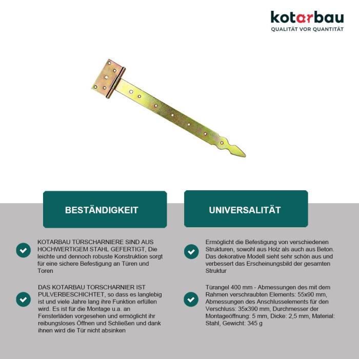 Dekorativ T-gångjärn 400 mm Gulgalvaniserat - KOTARBAU®