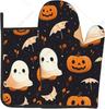 Halloween Themed Oven Mitts and Pot Holders Set Ideal for Baking Cooking and BBQ