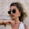 1/2pcs New Double Beam Metal Large Frame Polygon Sunglasses Fashion Women Men Sun Glasses Black Brown Mirror Eyewear UV400