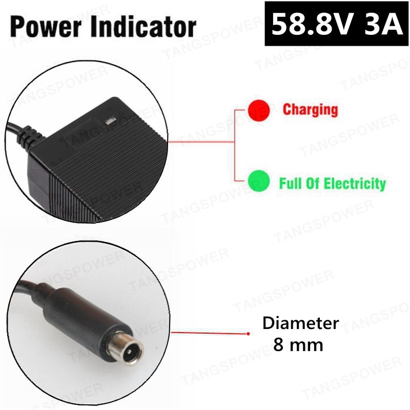 150W 58.8V 3A Charger For 14S 52V Lithium Battery Pack For 58.8V3A Li-ion Battery Charger High quality Strong With Cooling Fan