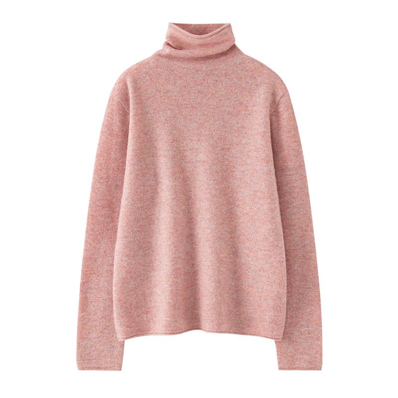Stacked Collar Curled Cashmere Sweater for Women In Autumn and Winter 100 Pure Cashmere Comfortable Fit Pullover Sweater Seamless Integrated Sweater