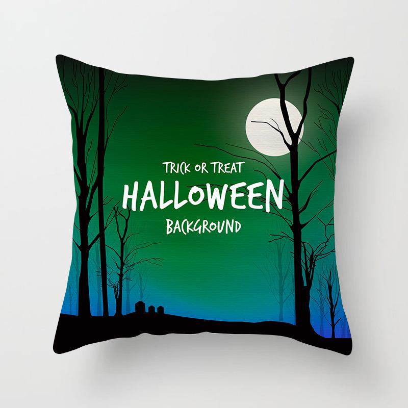 Halloween Pillow with Graffiti Letters Printed Peach Skin Home Cushion Cover Sofa Living Room Cushion Cover