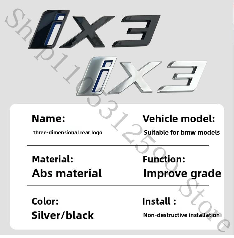 3D ABS Auto Emblem Karosserie Heck Kofferraum Fenster Aufkleber Abzeichen Dekoration Decal Auto Modifikation Für BMW ix3 ix i3 i4 i7 Zubehör