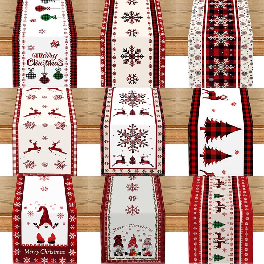 Christmas Snowman Table Runner Linen Home Dining Room Decor Festive Holiday Tablecloth for Living Room