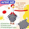 1 Set Porch Goose Outfits Outdoor Garden Lawn Yard Goose Statue Striped Shirt Red Hat Hawaii Bikini Swim Ring Holiday Party Dress-up Clothing