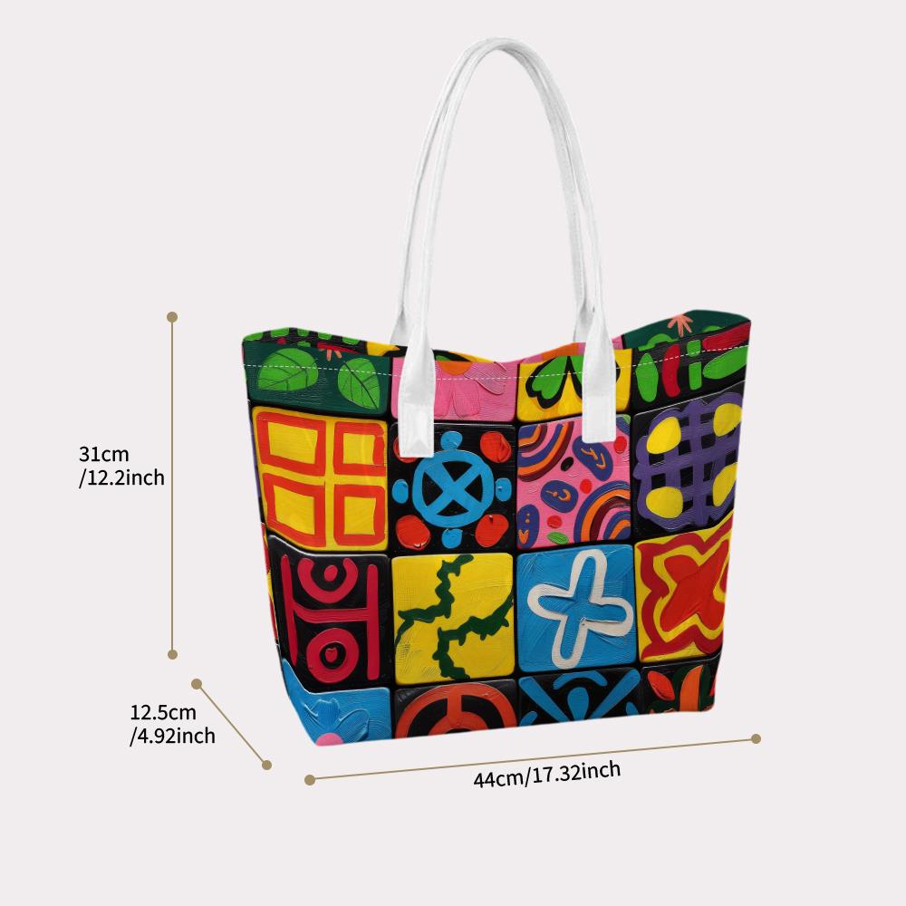 Trendy Colorful Graffiti Tote Bag Casual Daily Carry Bag Fashion Printed Handbag Lightweight Ladies Shopping Bag