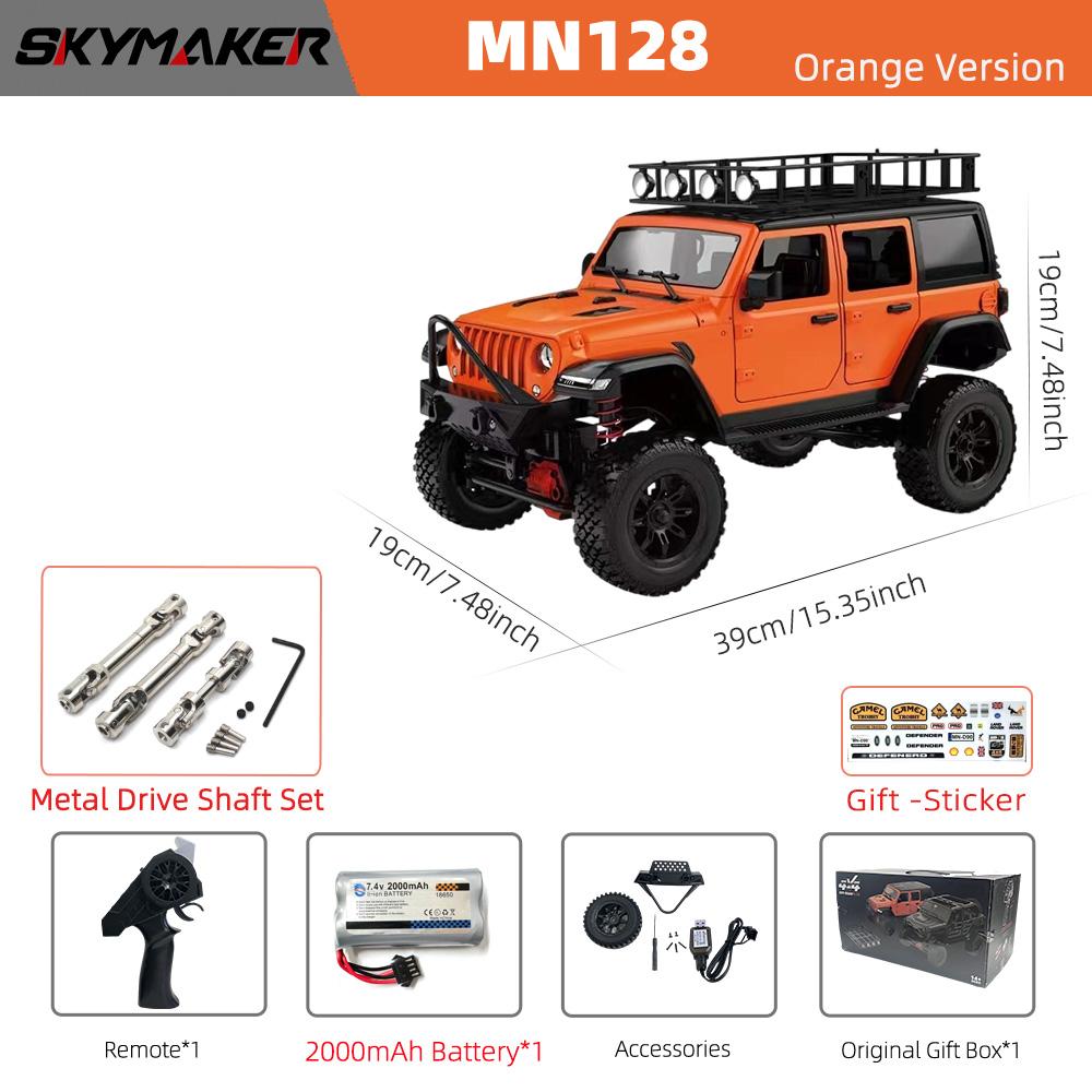 MN128 1/12 RC Car 4WD Jeep Model 2.4G Remote Control LED Light 4X4 Off Road 4WD Climbing RC Truck Electric Toy Car Gift for Boy