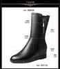 2025 autumn and winter new flat bottom inner height increase medium boots versatile side zipper round head Martin boots mother leather boots