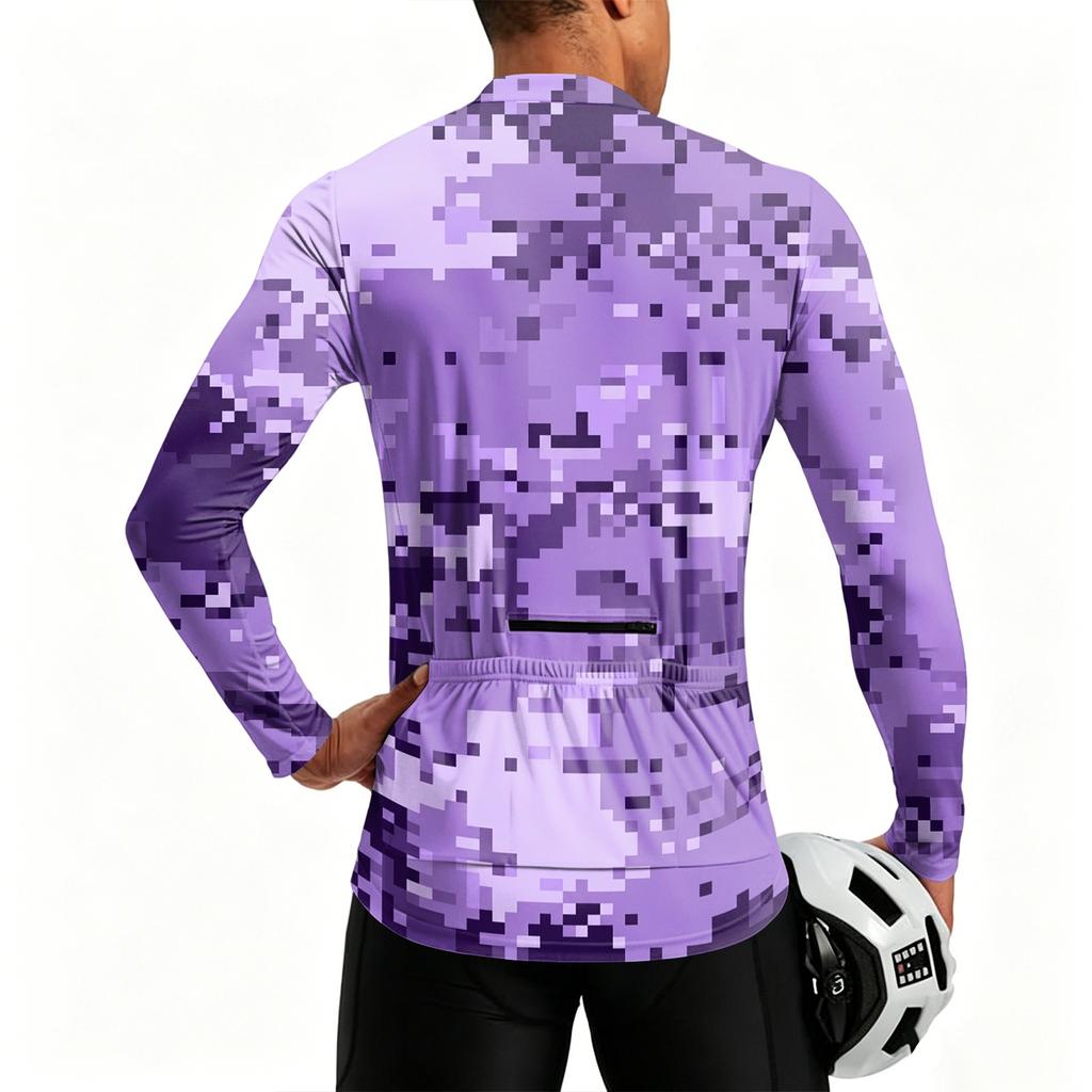 Men's Long Sleeve Cycling Jersey Breathable Quick Dry Half Zip Pullover Lightweight Athletic Top for Outdoor Sports