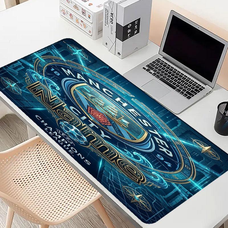 Custom Name Personalized Manchester City Pattern Mousepad, Laptop PC Desk Mat, Decorative Desk Mat for Home Keyboard Pad Gift