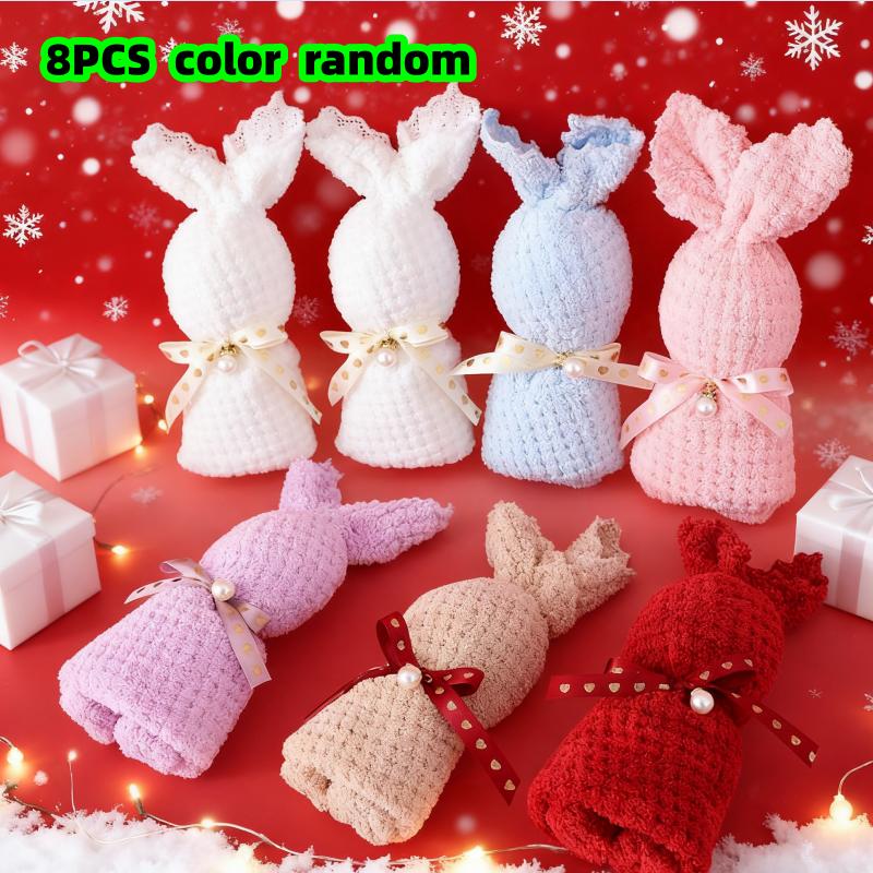 

8-Piece Set of Rabbit-Shaped Towels in Random Colors, Suitable as Birthday Gifts, Holiday Gifts, Wedding Gifts, Store Anniv чёрный