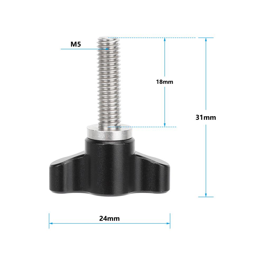 HDRIG Mini T-Handle Flat Head Hand-Tightened Metal Wing M5 Screw 1/4 Photography 3710