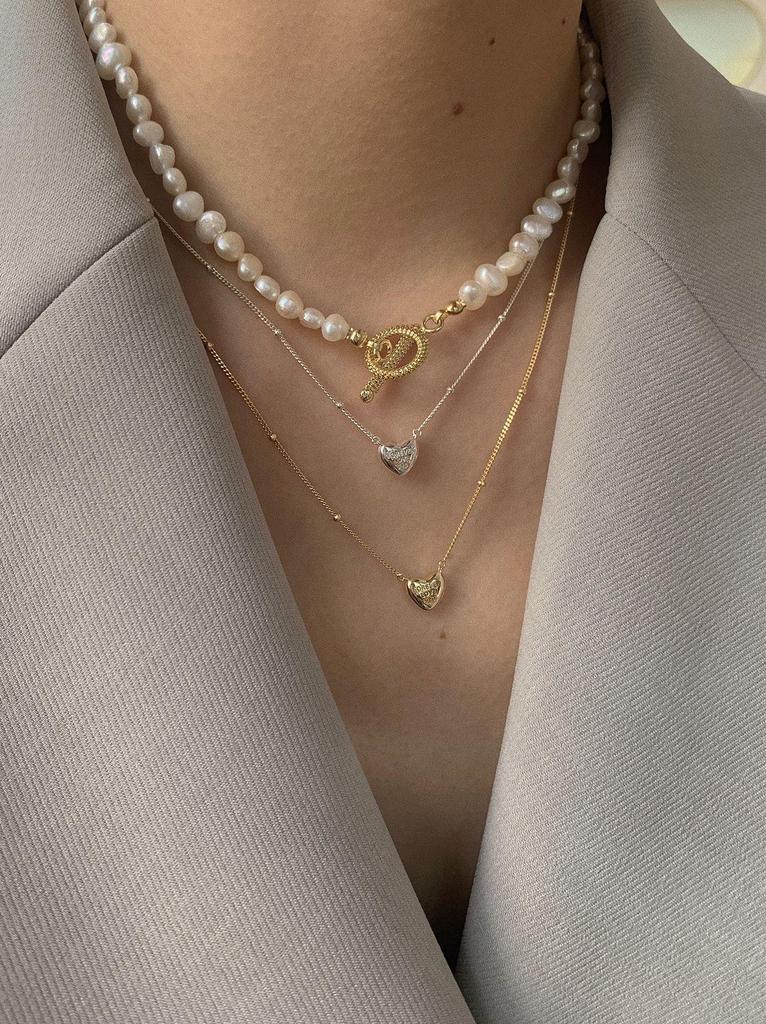 Su Chuang S925 Sterling Silver 3D Heartbeat Heart Necklace for Women - Simple Cool Style with Clavicle Chain.