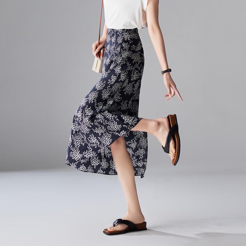 SOFSIL Women s Floral Print Silk A-Line Skirt XL