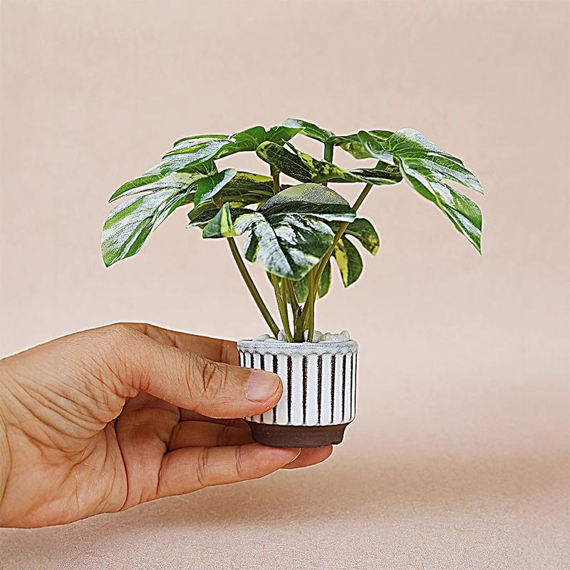1/12 Dollhouse Mini Simulation Monstera Potted Model Dollhouse Green Plant Decoration Dolls House Living Decor Accessories
