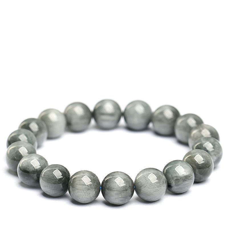 Hongchu Crystal Natural7A Cat's Eye Gray Rabbit Hair Crystal Bracelet Gray Rabbit Hair Crystal Round Bead Bracelet Loose Beads Wholesale