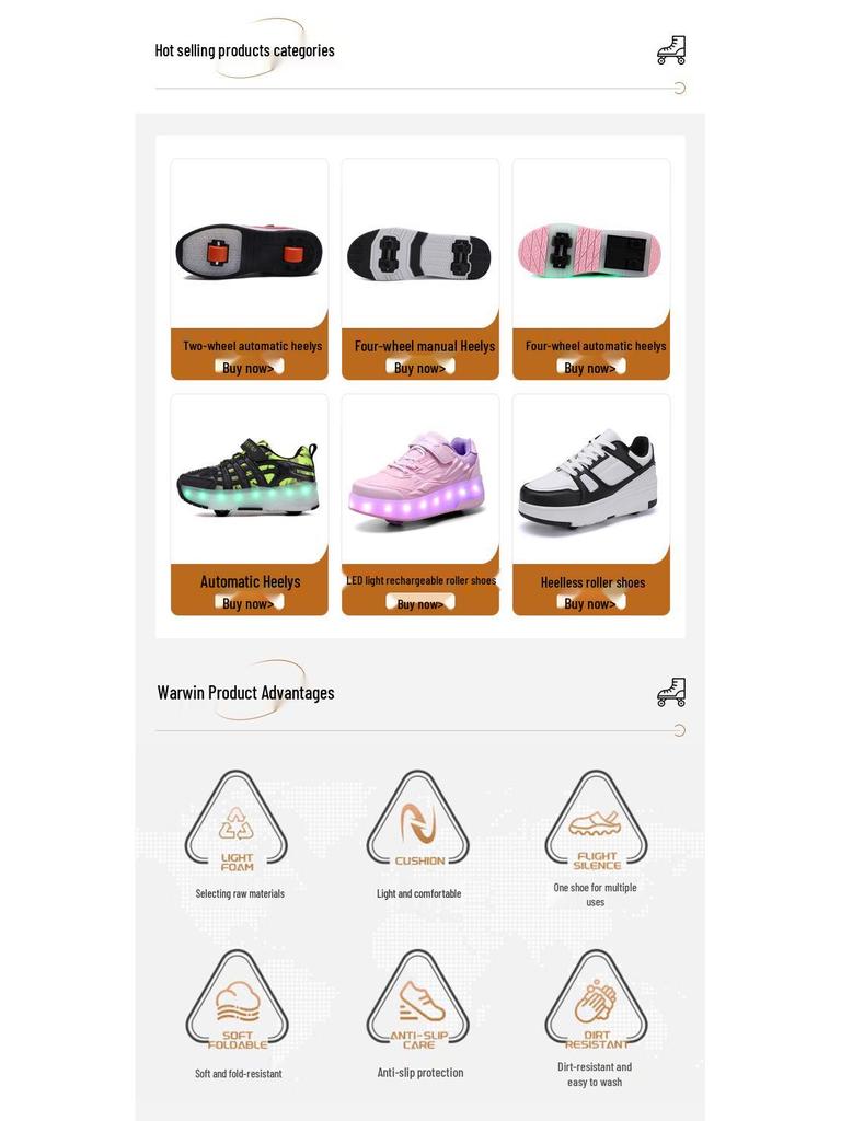 Wiederaufladbare LED-Leucht-Rollschuhe für Kinder mit vier Rädern