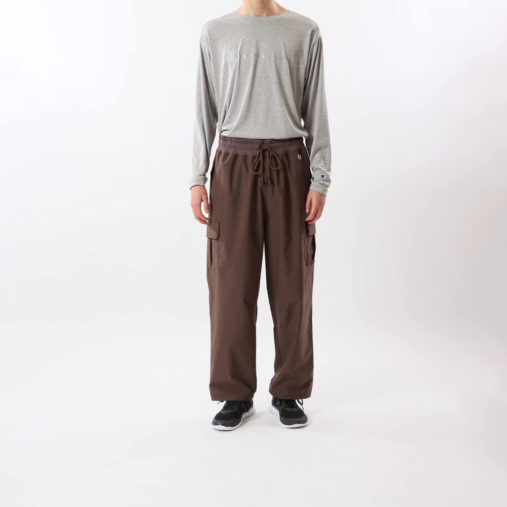 Champion Stretch Logo Long Size Men's Water-Repellent One-Point Pants, Brown, XL, C3-YSD03