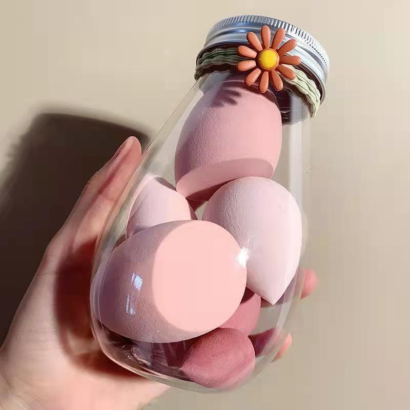 Sada 6 kusů houbiček na make-up Blender v lahvičce Bez latexu Pro suché i mokré použití Tvar kapky nebo tykve Podkladová báze Kosmetický make-up Blender