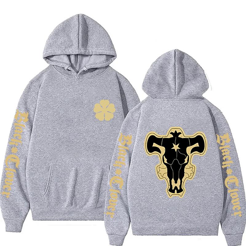 Anime Black Bulls Squad Emblem Hoodies Comfortable Long Sleeves Sweatshirts Men Women Casual Oversized Streetwear Tops