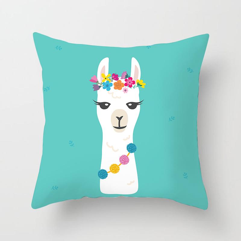 Cute Cartoon Alpaca Cushion Cover Creative Alpaca Printed Decorative Pillow Cover Alpaca Pillow Cover Sofa