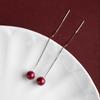 New Cinnabar Pure Silver Ear Thread, Hypoallergenic Earrings, Simple Women's Ear Studs, Ear Piercing Care, Birthstone Gift