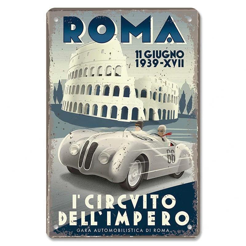 Vintage Metal Tin Signs Racing Car Plaque Decor F1 Racetrack Metal Poster Wall Art for Garage