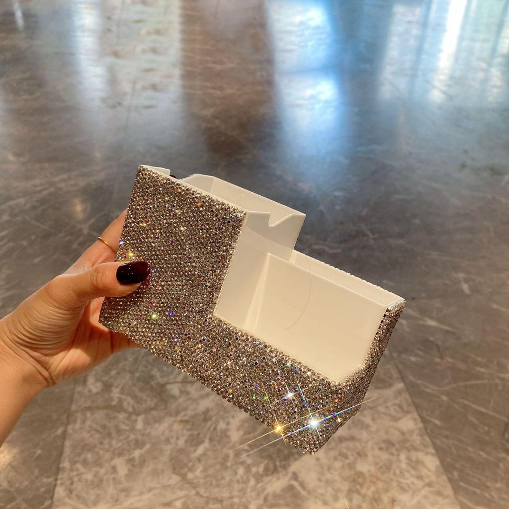 2024 Elegance: Diamond-Inlaid Luxury Desktop Cosmetic Organizer