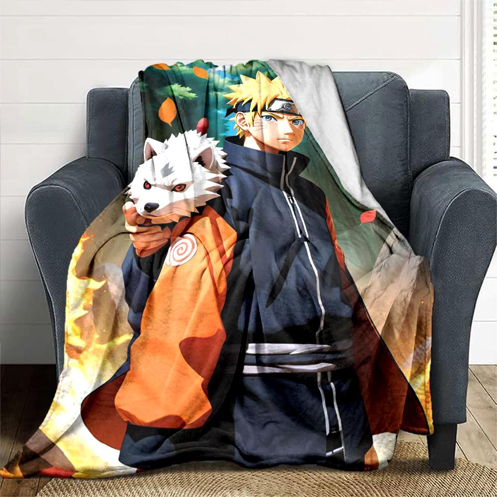Naruto Blanket Comfortable Perfect for Office Chair Sofa Couch All-Season Use Playful Design Gifts For Family Or Friends