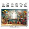 Back-to-school party - Photoshoot props with school-themed background and educational elements showcasing various scenes