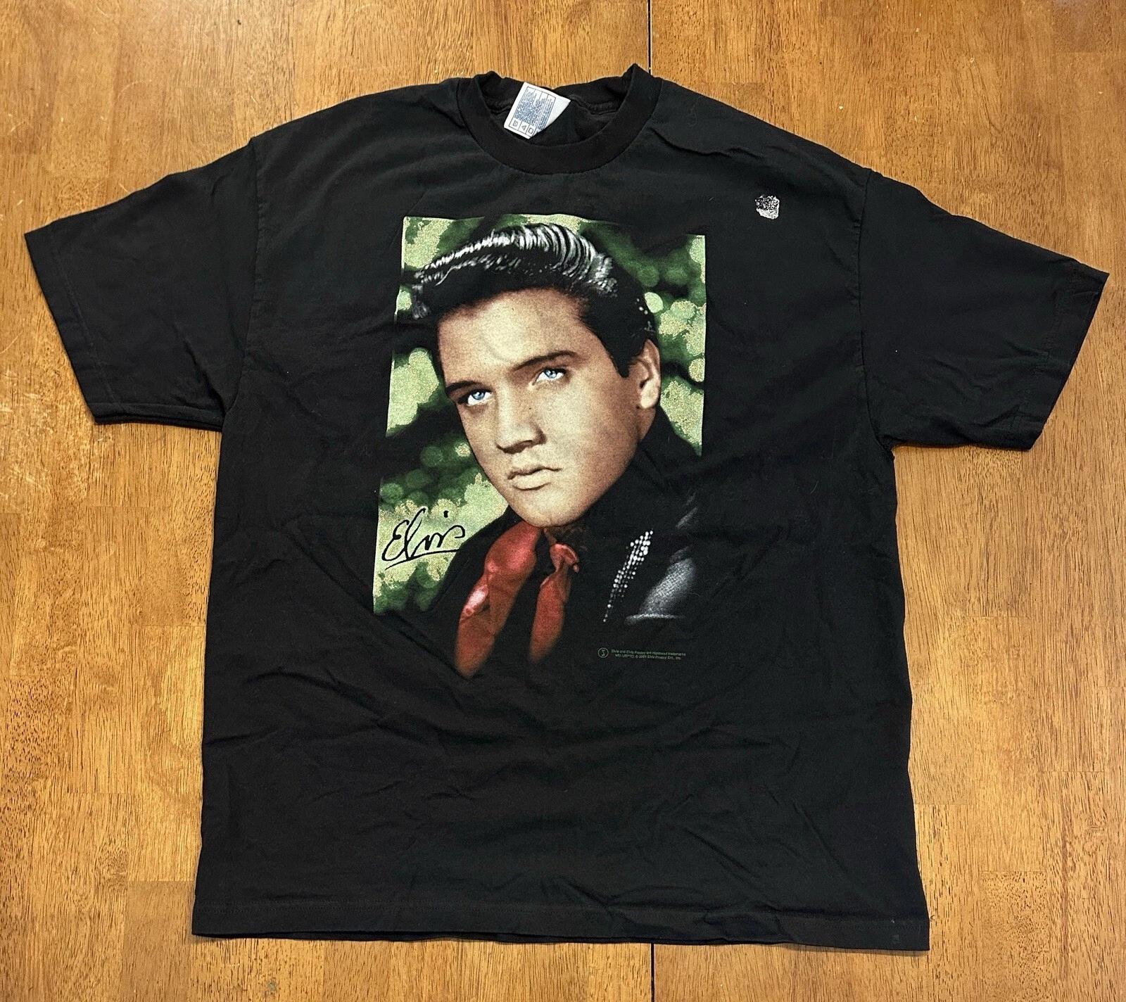 Vintage 2001 Elvis Presley T Shirt XL Y2K Graceland Big Face Graphic S