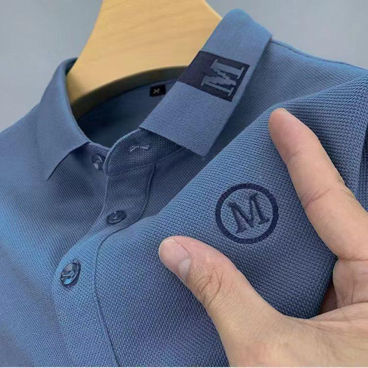 High-End Embroidered Men's Cotton Polo Shirt: Summer Short-Sleeved Lapel Design