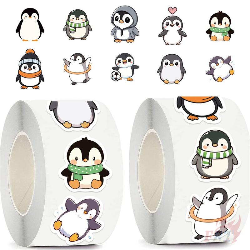 500Pcs/Roll Q Funny Penguins Series 02 Kids Rewards Stickers - DIY Scrapbooks Album Decor Sealing Label Decals
