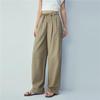 Giordano Women's Loose Straight Elastic Waist Cotton Linen Pants