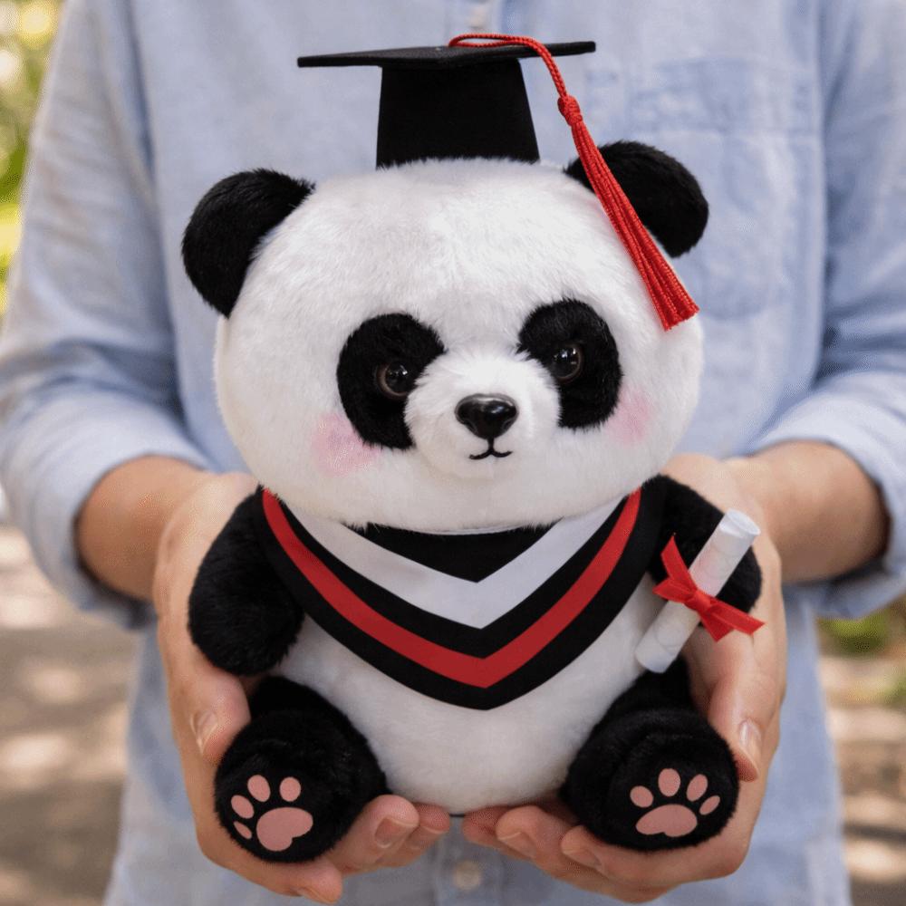 Soft Stuffed Animal Toy Cute Doctor Hat Panda Doll Plush Panda Ornaments Students Gift