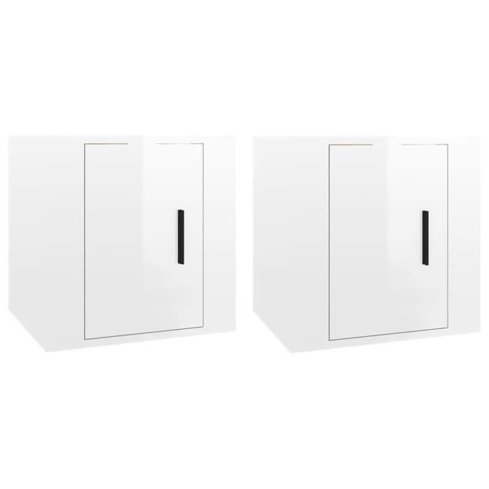 816645 vidaXL Wall-Mounted TV Cabinets 2 Pcs Glossy White 40x34.5x40 Cm