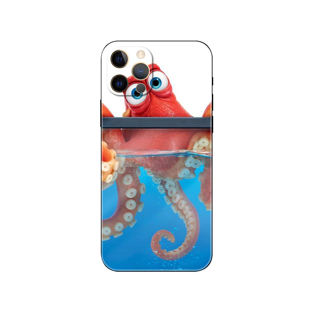 Octopus Cute Phone Case for Iphone 5 5s 2020se 6 6s 7 8 Plus X 10 XR XS 11 12 13 Mini Pro MAX Black Tpu Back Cover
