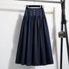 Korean Style Fashion Ladies Retro Three-button Skirt Women's Versatile High Waist Long Skirt