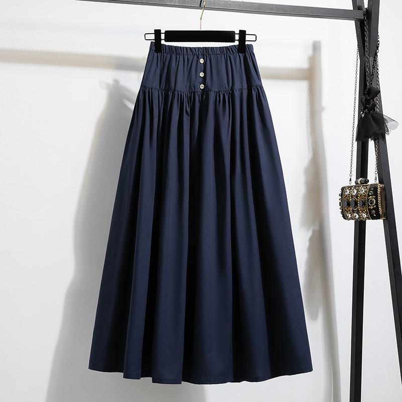 Korean Style Fashion Ladies Retro Three-button Skirt Women's Versatile High Waist Long Skirt