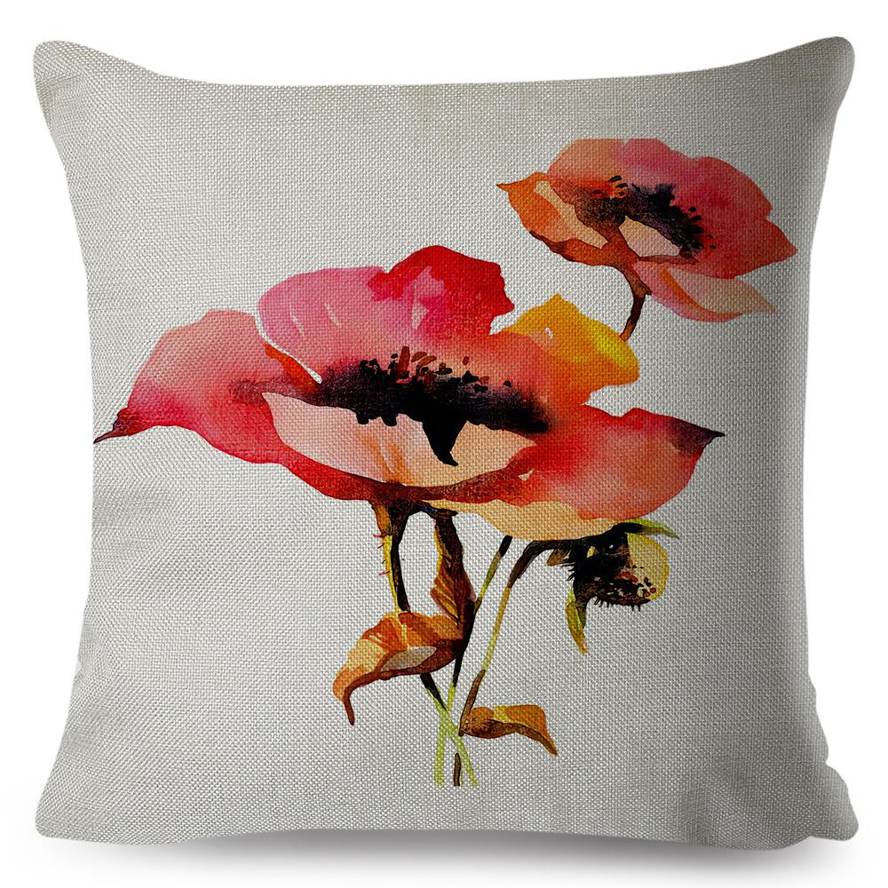 Modern Watercolor Cushion Cover Abstract Floral Painting Design Soft Fabric Study Room Office Home Decor Pillow Case