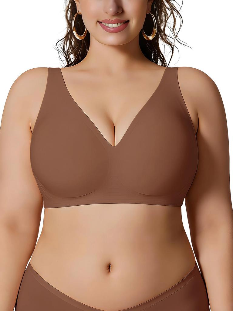 Plus Size Seamless Leopard Print Invisible Bra with Soft Support