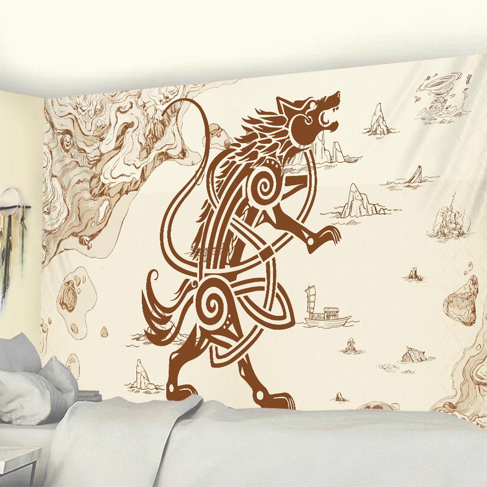 Medieval Dragon Mandala Wall Hanging Tarot Psychedelic Scene Home Decor Tapestry Hippie Boho Room Wall Decor Beach Towel