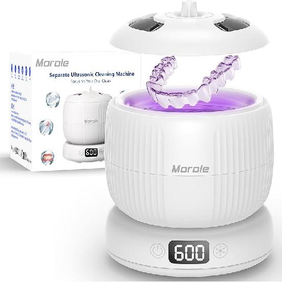 2025 Upgraded Ultrasonic Retainer Cleaner Machine,Separate Retainer Cleaner for Night Guards, Braces, Aligner, Jewelry, 4 Modes Denture Cleaner &