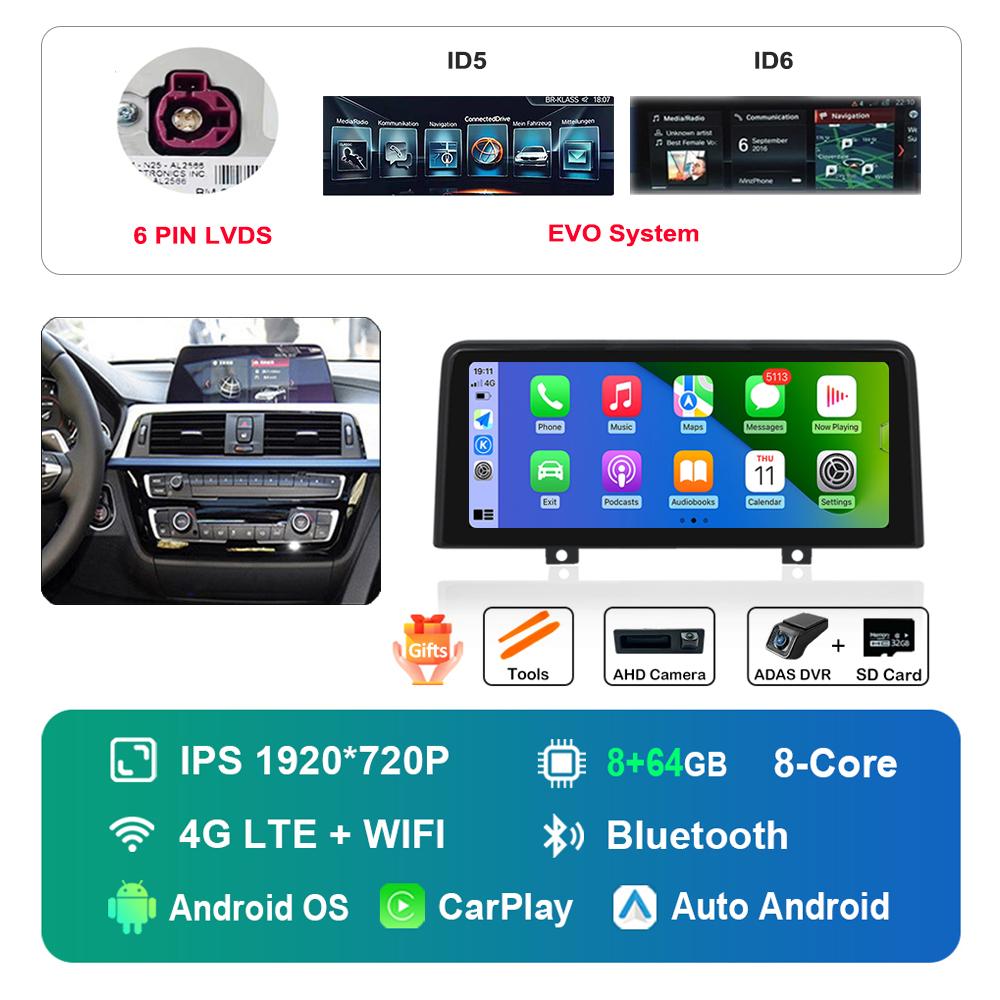 12.3 Inch 1920*720P for BMW 3 4 Series F30 F31 F32 F33 F34 F36 NBT EVO System Android Car Radio Multimedia Player DSP 4G WiFi