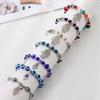 Blue Devil Eye Resin Bead Bracelet with Fatima Palm Pendant