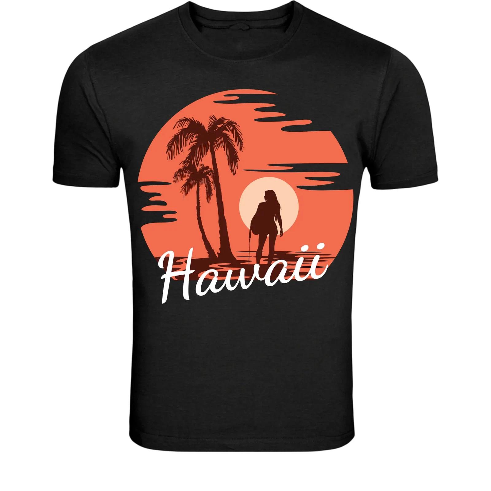 Hawaii Sunset Surfer T-Shirt - Tropical Beach Vintage Graphic Tee S