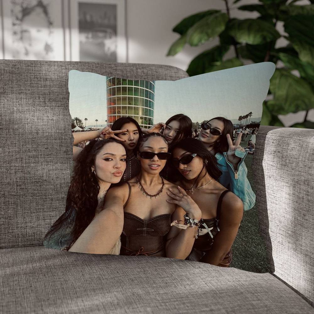 Korea Kpop KKatseye Pillow Cover Soft Decorative Throw Pillow Case Xcm Couch Home Decor for Living Room Sofa Party Gift